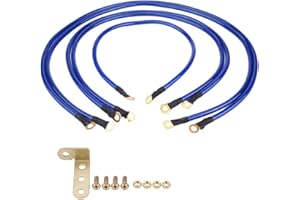 GORGERI Car Battery Earth Cables Set Universal 5-Point Auto Car Earth Cable System Ground Grounding Wire Kit Battery Cables Power Cables Negative Battery Cable