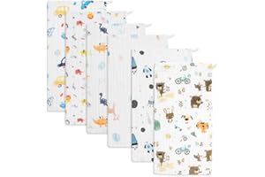 Norinori Baby Muslin Cloths Muslin Squares 6Pack - Burp Cloths hanky Washcloths 100% Cotton Super Soft and Absorbent Large 20''x10'' Newborn Essentials for Boys Girls Gift 6 Layers Machine Washable