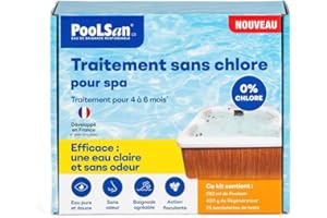 BSI - PooLSan - Spécial Spa - Solution sans Chlore - pour Une Désinfection Totale - Jusqu'à 4 A 6 Mois - Elaboré en Europe
