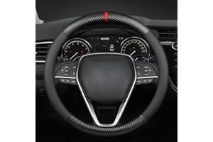 Carodi Carbon Fiber Leder Auto Lenkrad Abdeckung, Komfortabel und Anti-Rutsch, Universal 15 Zoll (Schwarz)