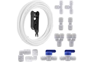 HAXIHA 5m Bianca Tubo di Alimentazione Dell'acqua3/8" Raccordo Filtro Acqua Ad Osmosi Inversa,Y+T+I+L Combo+Valvola di Intercettazione,RO Filtro Acqua Raccordo,per 3/8 Pollice Tubo Acqua