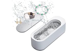 TPLTECH Ultrasonic Cleaner,Ultrasonic Jewelry Cleaner,Ultrasound Clean Machine Professional Sonic Portable Household Cleaner for Cleaning Jewelry,Eyeglass, Watches,Coins, Makeup Brush, Silver White