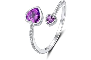 STEP FORWARD Bagues en Argent Sterling pour Adolescentes: Pierre de Naissance D'avril Pierres en Forme de Coeur Cadeau de Bijoux D'anniversaire pour les Femmes ou les Filles ou les Copines