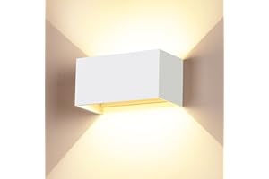 CWYCFW 24 W Applique da parete esterna/interna/bianca applique da parete LED 3000 K, bianco caldo, con angolo di fascio regolabile, lampada da parete impermeabile IP65, applique interna