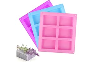 TDUNSYA Lot de 3 moules à savon en silicone - 6 cavités - Moule artisanal pour muffins, cupcakes, biscuits, bricolage fait maison