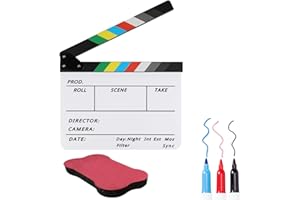 FunnAura Acrylic Director Clapper Board for Filming, Easy Wipe Clapperboard for Movies, TV Shows, Studio Live