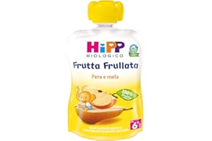HiPP - Frutta Frullata Bio per Bambini, Purea 100% Frutta al Gusto Pera e Mela, Senza Zuccheri Aggiunti, 1 Confezione da 90 gr
