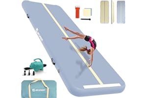 AKSPORT Nadmuchiwana mata gimnastyczna, 3/4/5/6 m, wysokość 10/20 cm, z pompką, do domu, na salę gimnastyczną, na szkolenie, cheerleading