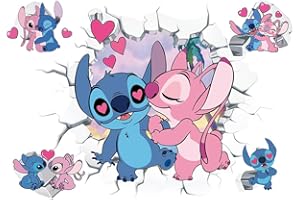 NVWANG Stickers Muraux Stitch Affiche 3D Stitch Ultime Sticker Mural Sticker Mural Stitch Stickers Muraux Enfants Stitch