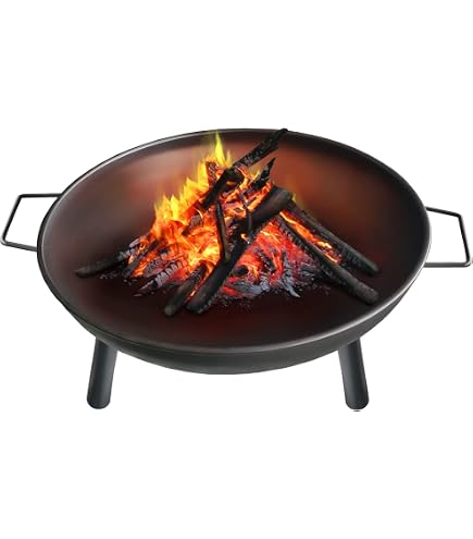 ADGO Braciere Da Giardino In Acciaio: Fuoco Da Terrazza, Barbecue E Falò, Diametro 60 Cm, Maniglie E Gambe Stabili