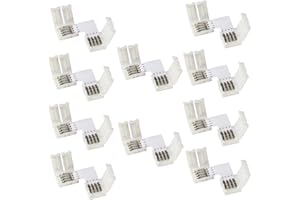 LED Connector RGB Supernight 10pcs 4 pin Connectors L-Shape PCB 10mm Wide RGB SMD 3528/5050 Led Light Strip for Right Degree Corner or 90 Angle Turning Connection