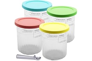 Rosaliia Ersatz-Creami Deluxe Pint-Becher und Deckel, 4er-Pack, kompatibel mit Ninja Creami 11-in-1 NC501 NC500 Series Deluxe-Eismaschine, 24 oz Deluxe XL-Becher (Blau, Pink, Gelb, Grün)