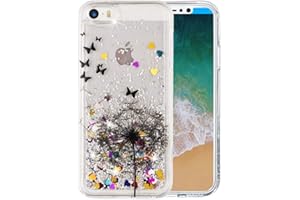 COTDINFOR pour iPhone 5S Custodia Silicone Design Ultrasottile Bling Glitter Flowing Liquido Quicksand Cute TPU Bumper Custodia per iPhone 5 / 5S / SE Dandelion XYLS.