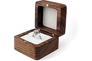 WisePoint personlig trälåda, mini förlovningsring hållare låda med en slits, fyrkantig bröllop ring box för ring, elegant och