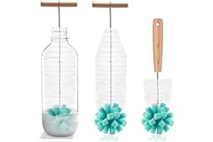 STARWARD 2 Stück Flaschenbürste, 30 cm+ 27 cm Reinigungsbürste Kompatibel für Sodastream Glasflaschen, Flaschenreiniger Bürste, Glasschwamm Bürsten, Bottle Brush, für Sodaflaschen, Duo Kunststoffflaschen