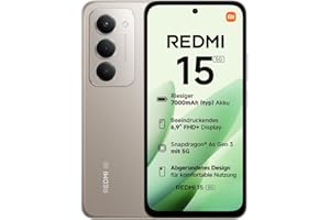 XIAOMI Redmi 15 5G, Smartphone 8+256GB, 6,9" FHD+ DotDisplay 144Hz, Snapdragon® 6s Gen 3, 6nm-Prozess, Octa-Core-CPU, 50MP Hauptkamera, 7000mAh, Titan