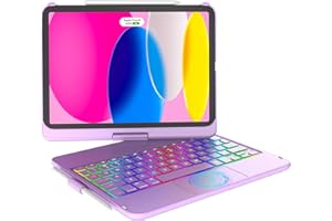 KARFUN Funda para iPad de 10.9" de 10.ªgeneración con Teclado, uz de Fondo de 10 Colores y Cubierta Protectora rotativa de 360 ​​° con lápiz para iPad 10.9 Pulgadas 2022（española）