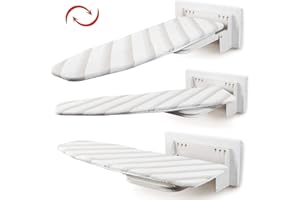 ybaymy Deski do prasowania montowane na ścianie, 95 x 33 cm, składane, z odporną na wysoką temperaturę poszewką, obracane o 180°, nie zajmują dużo miejsca z instrukcją, kolor biały