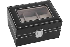 PILIPANE Custodia per Orologi a 3 Scomparti,Scatola per Orologi da Polso in Pelle PU con 3 Cuscini Morbidi per Orologi, per Orologi, Braccialetti per Orologi, espositori per Gioielli, Custodia per orolog