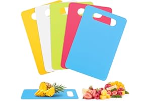 DAWRIS 5Pcs Flexible Plastic Cutting Board Mats, Colored Mats, BPA-Free, Non-Porous, Gripped Back and Dishwasher Safe,11.4 in x 7.5 in, 2mm Thickness