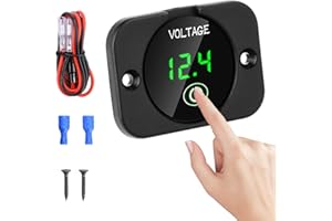 LED Digitales Batteriewächter Voltmeter DC 12V 24V Anzeige Spannungsmessgerät mit Touch Switch Display Voltmeter Wasserdichtes Voltmeter Panel für Automobile,Boote,Marine,Motorräder,Rasenmäher(Grün)