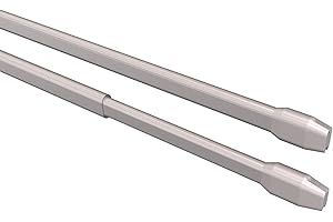 Flairdeco Vitragestangen mit Schraubhaken, Scheibenstangen oval, Metall-Kunststoff, Silbergrau, ausziehbar 60-100 cm, 2 Stück