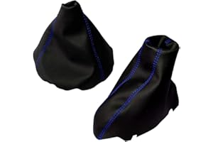 AERZETIX: Schaltsack schaltmanschette Handbremssack kunstleder schwarz mit blaue nähten