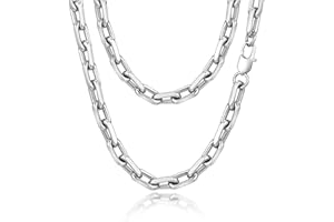 VNOX Halskette Herren Edelstahl Silber : Kette für Männer Jungen 7.5MM 45CM 50CM 55CM 60CM Silberkette Klassische Panzerkette Schmuck Geschenk Hip-Hop Kubanische Gliederkette