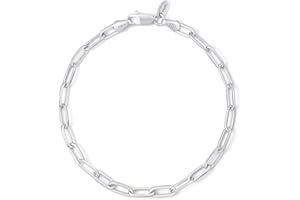 Amberta Srebrna bransoletka ze srebra próby 925 dla kobiet spinacz do papieru | włoska bransoletka z klipsem do papieru | srebrna bransoletka z ogniwami dla kobiet i mężczyzn 18 19 cm