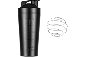 FGTOPBY Shaker pour Protéines en Acier Inoxydable Bouteille, 750 ML Shaker Acier avec Mélangeur Sphère,Fitness Mélangeur pour Boissons Protéinées pour les Amateurs de Sports de Plein Air