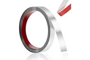 GANILITY Moldura de pared, flexible, autoadhesiva, de acero inoxidable, tira decorativa de metal, 5 m x 2 cm, para la decoración de habitaciones y salones, color plateado