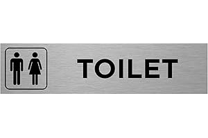 VIRO DISPLAY Slimline Aluminium Ladies Gentlemen Symbol Toilet Sign from ViroDisplay® – 200 x 50mm – Brushed Silver – Durable Printed Surface – Self-Adhesive Fixing (1)