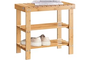 ‎SOBUY SoBuy FSR02-K-N Ławka i regał na buty z Stojak na Buty Stołek łazienkowy bambusa