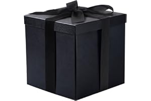 RUSPEPA Confezione regalo di compleanno media con coperchi, nastro e carta velina, confezione regalo pieghevole - 1 pezzo, 25,4 x 25,4 x 25,4 cm, nero