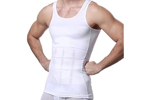 PHCOMRICH Mens Slimming Tank Top Body Shaper Compression Shirts for Men Slim Undershirts Abs Vest for Workout Abdomen, White