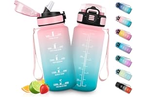 HoneyHolly Botellas de Agua para Niños 500ML, Botella Agua sin BPA con Marcador de Tiempo, Plastico Botella de Agua Deportiva Motivacional, con Pajita, Cantimplora para Colegio, Bicicleta