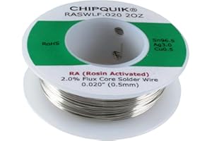 Chip Quik RASWLF.020 - Alambre de soldadura LF de 2 onzas 96.5/3/0.5 estaño/plata/cobre activado, 0.020 2 onzas