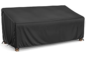 LCGOD Housse de Banc de Jardin 3 Places, Housse de Siège de Banc de Terrasse 600D Oxford imperméable, Coupe-Vent, Anti-UV, Anti-déchirure pour Grand Siège Extérieur (147 x 85 x 80/55 CM)