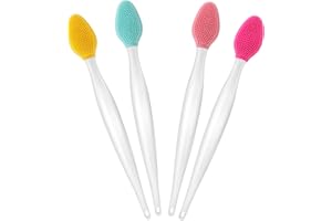 WLLHYF 4 Pcs Lip Scrub Brush Mini Soft ​Lip Brush Double-Sided Silicone Exfoliating Tool Cleaner for Women Men Lightening Dark Lips Get Smoother Fuller Lip Appearance