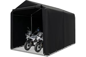 GOPLUS Abri Velo Moto, Tente de Rangement Extérieure pour vélos, Housse Etanche, Porte à Fermeture Eclair Enroulable, Abri Extérieur pour Vélos, Outils de Jardin, Motos