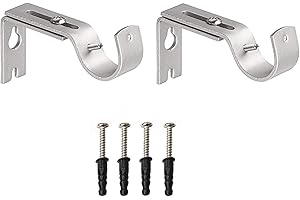 Ruesious - 2 Supporti da Parete Regolabili per Asta in Metallo Robusto