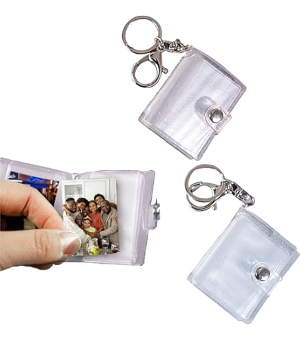 3 Stukken Mini-Fotoalbum met Sleutelhanger, Gepersonaliseerd Doe-Het-Zelf Album, Draagbaar met 10 Vakken, PVC Wit, Zwart, Bruin