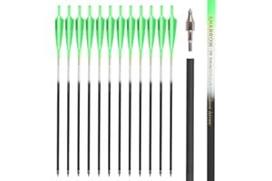SHARROW Archery Carbon Crossbow Bolts Arrows 16 17 18 20 22 Inch Carbon Arrows with 4" Vanes 125 Grains Replaceable Field Point for Crossbow Hunting Shooting