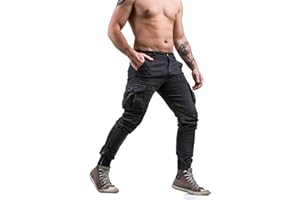 Instinct I Pantaloni Cargo Uomo in Cotone, Pantaloni con Tasche Laterali Uomo, Pantalone Tasconato Uomo Multitasche Cargo Uomo Slim Fit W9