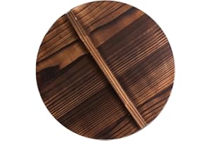 Natural Wooden Wok lid,URMAGIC Japanese Style Natural Wooden Pot Cover with Large Handle,35/38cm Iron Pot Cover,Anti-Hot Anti-Spillover Pan Lid,Pot Cover,Kitchen Tool