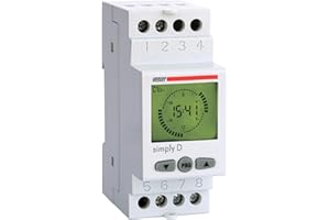 VEMER VE512000 SIMPLY-D - Interruttore Orario Digitale, Programmazione Giornaliera, 2 Moduli Din, Bianco