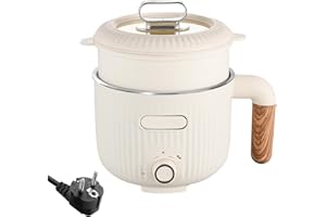 IGTOPS Elektrische Hot Pot, Tragbare Mini Antihaft Multikocher Mit Dämpfkorb, Edelstahl Elektrischer Kochtopf Bratpfanne, Duale Leistungssteuerung Schnelle Erwärmung, Schneller Ramen Kocher Suppentopf