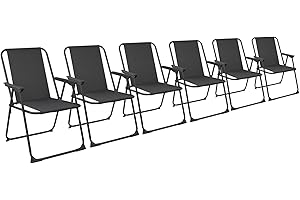 Harbour Housewares Articles ménagers Port Folding Plage de Jardin en métal Camping Fauteuil - Noir - Paquet de 6