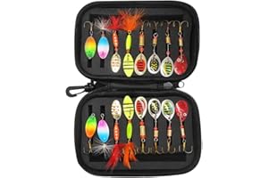 EUBSWA Artificiali Spinning Esca per trote, cucchiaino da trota, 16 pezzi, esca artificiale, esca da pesca lampeggiante, set da 2,5 g/3,5 g/5 g, accessori per la pesca, per luccio, lucioperca, persico trota