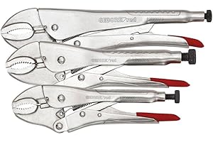 GEDORE red zestaw szczypiec z funkcją samozaciskania, 3-częściowy, rozpiętość 3,5-6 cm, śruba regulacyjna i dźwignia zwalniająca, stal chromowo-wanadowa, długość 3,5-6 cm